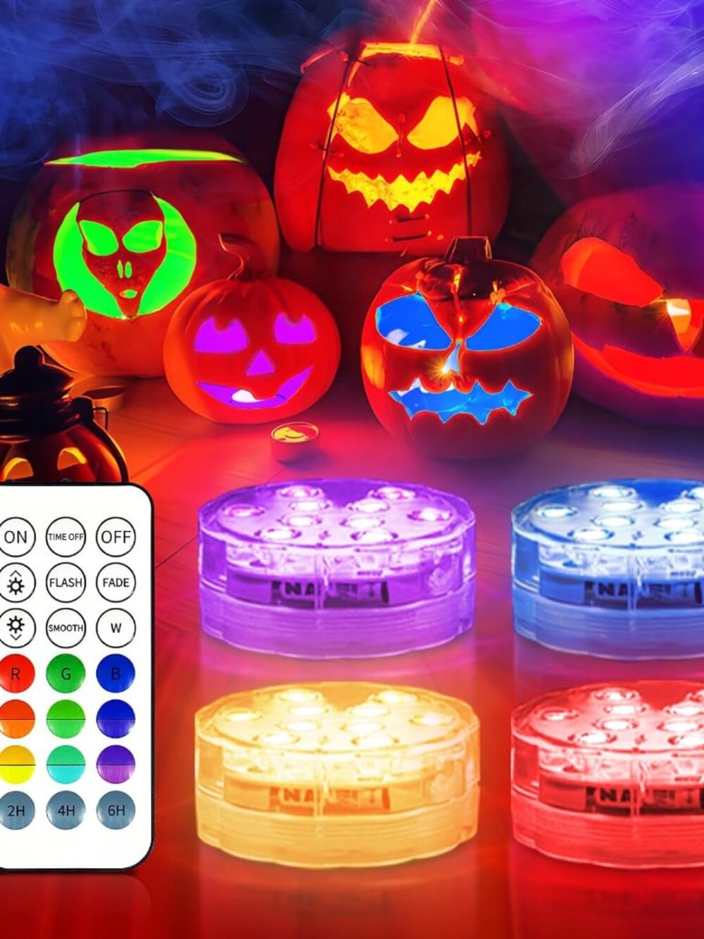 Pumpkin Lights with Remote, Battery Operated Jack O Lantern Lights for Pumpkins,
